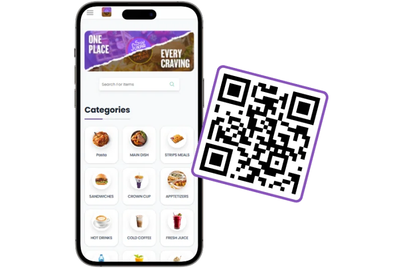 Guest viewing the QR menu on a mobile phone